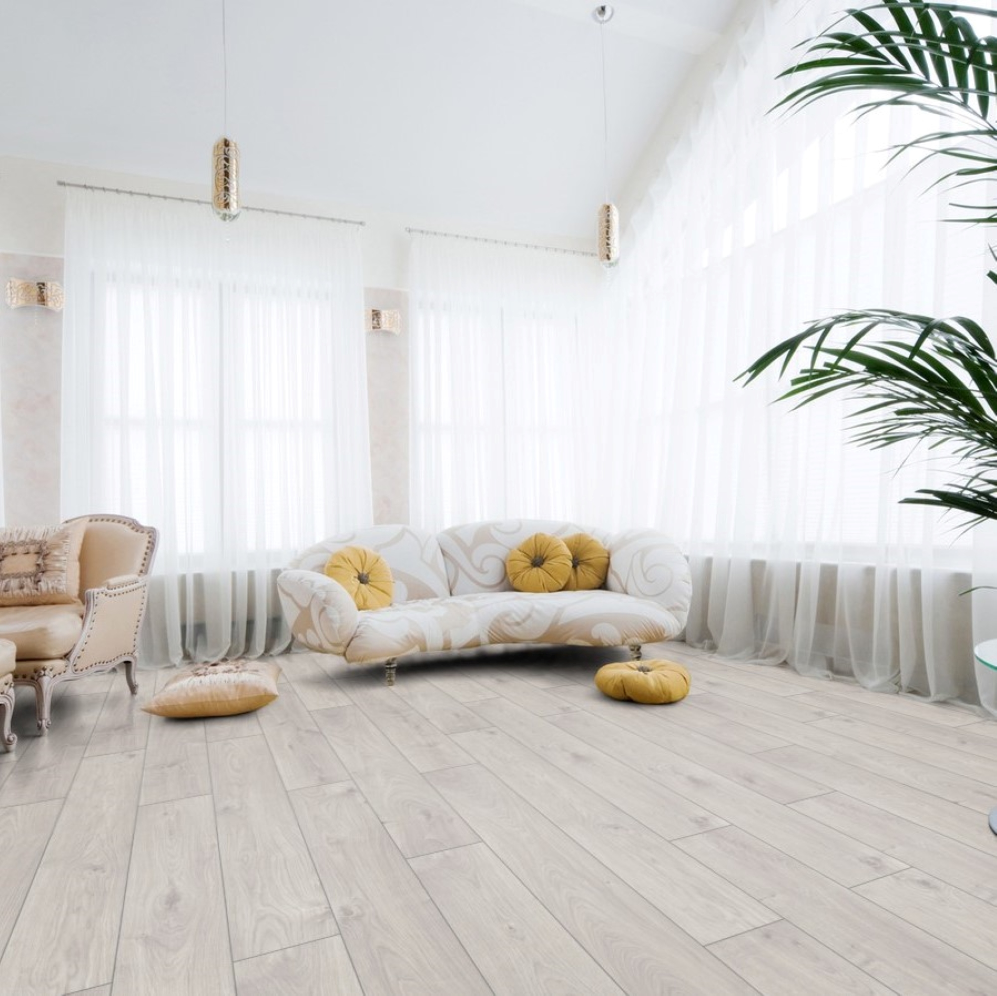 Ламінат Kronotex - Atlas Oak White, артикул D 3223, 32 клас, 8 мм. Колекція Exquisit. Виробництво Німеччина.