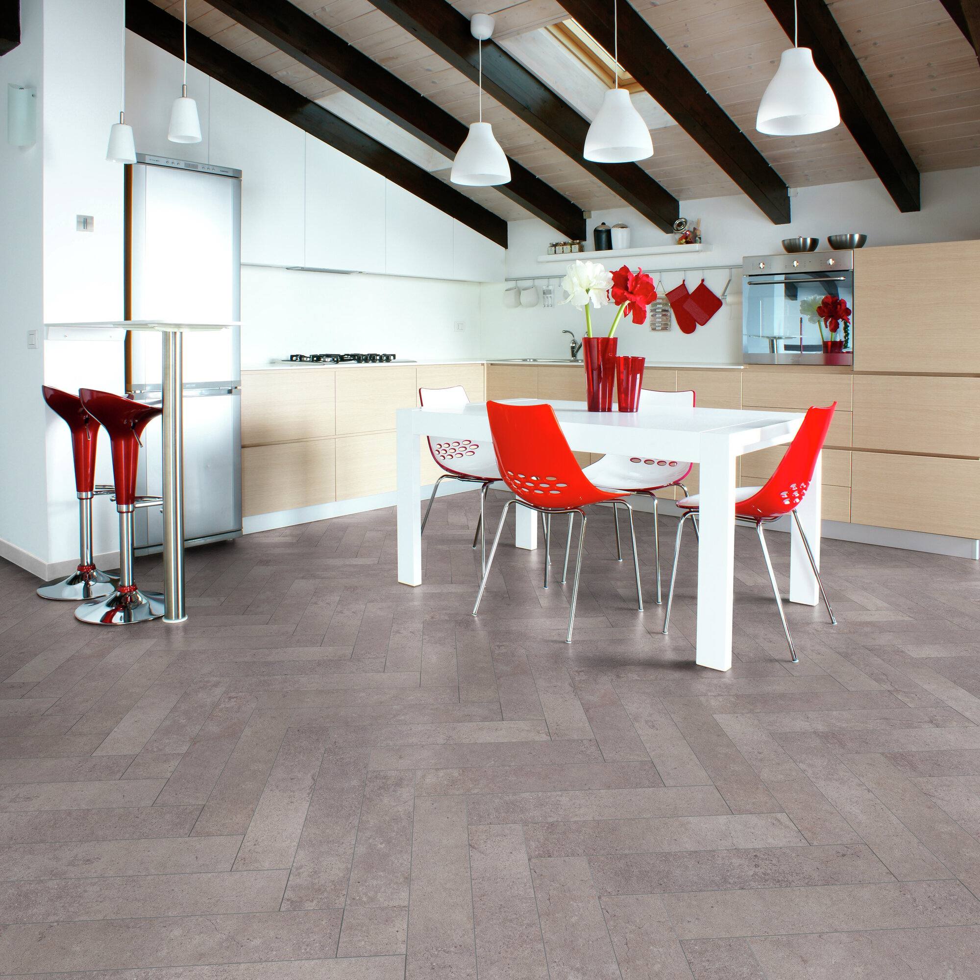 Ламінат Kronotex - Pesaro Cement, артикул D 4739, 32 клас, 8 мм. Колекція Herringbone. Німеччина.