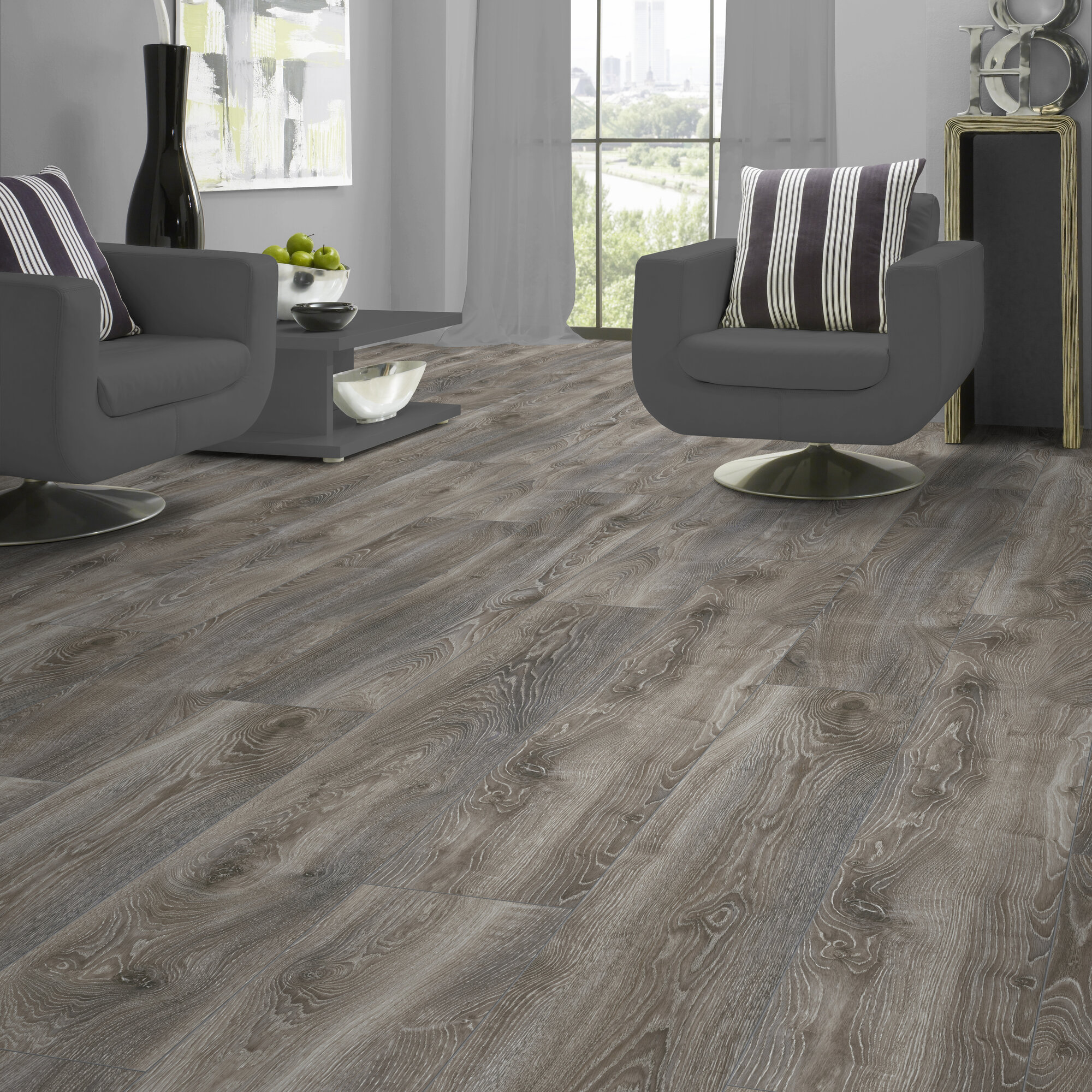Ламінат Kronotex - Highland Oak Titanium, артикул D 4796, 33 клас, 10 мм. Колекція Mammut Plus. Виробництво Німеччина.