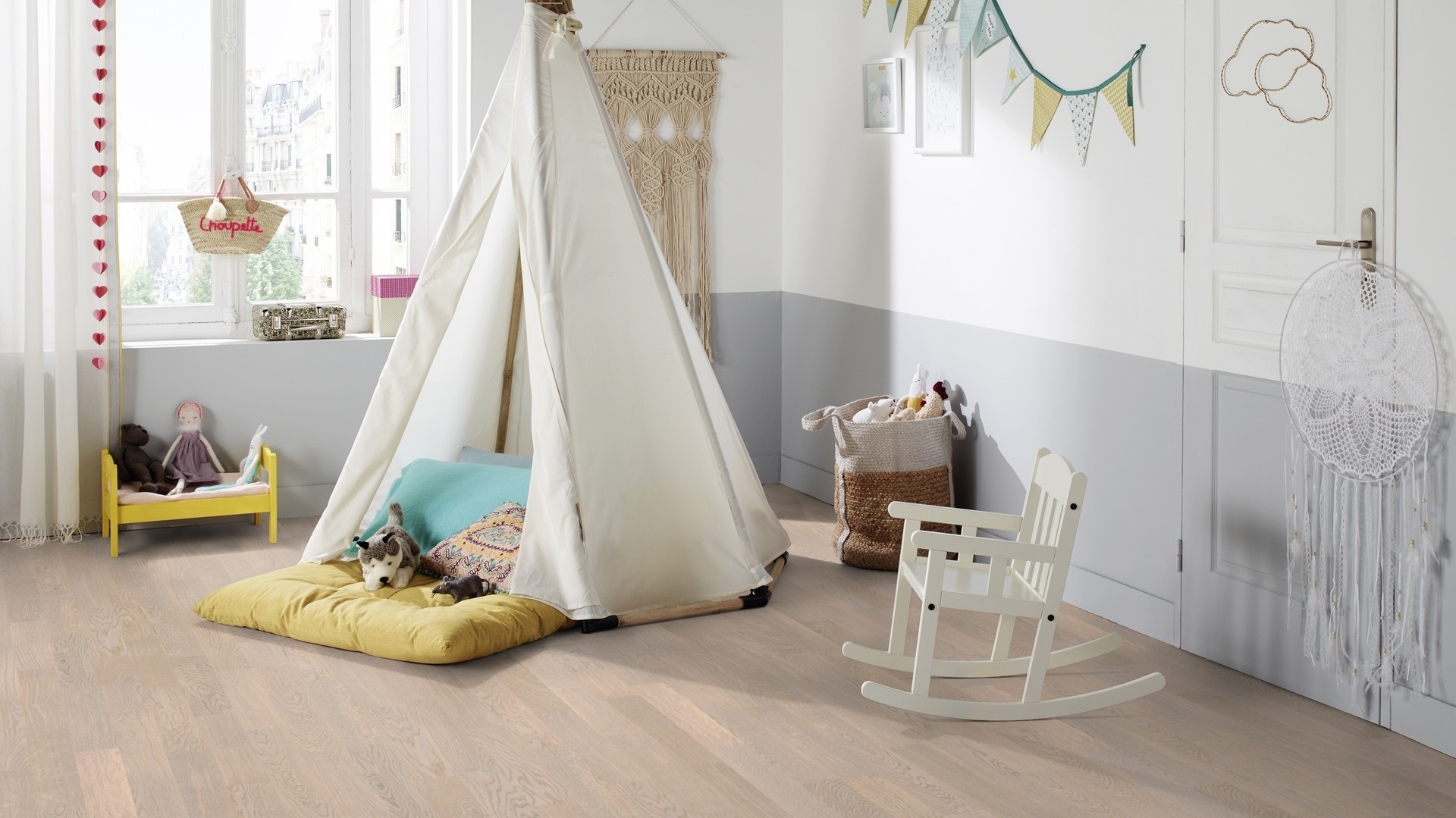 Паркетна дошка Tarkett – Oak Cotton White (2 Strip) артикул 8727004, колекція Shade