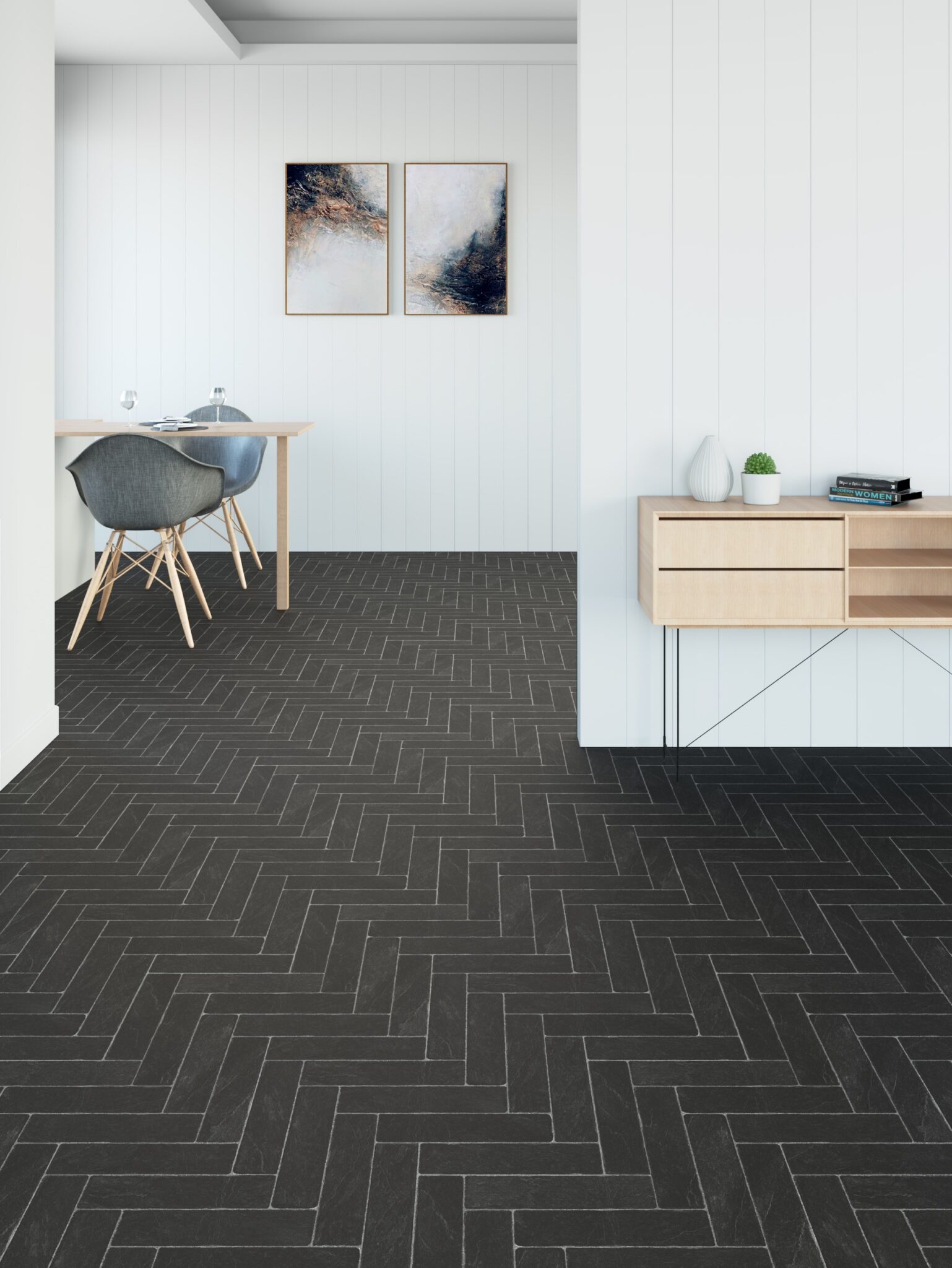 Ламінат Faus – Negro Herringbone, артикул S180130, колекція Stone Effects. FAUS Іспанія.