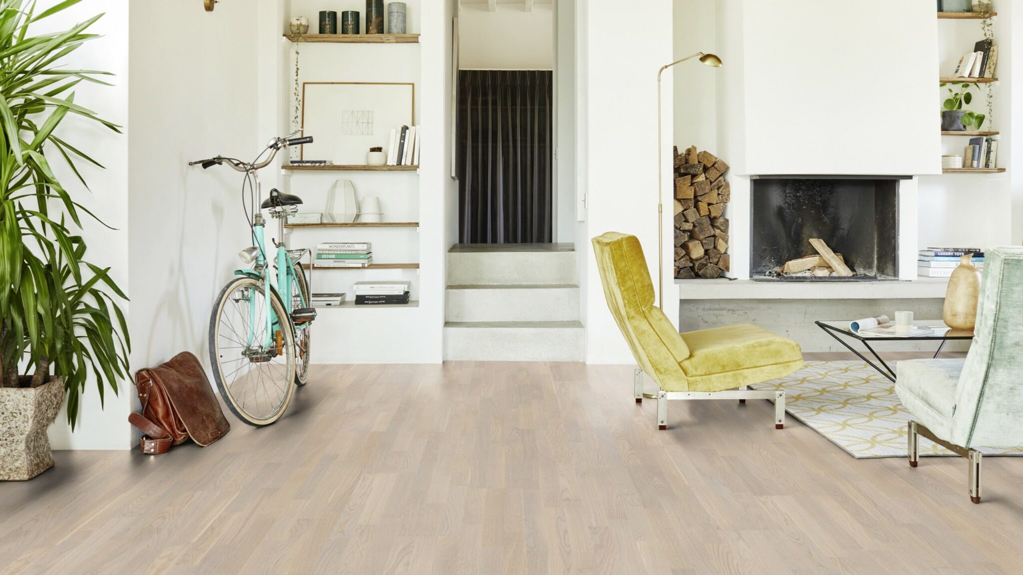Паркетна дошка Tarkett – Oak Cotton White Tres 3 Strip, артикул 7870031, колекція Shade.