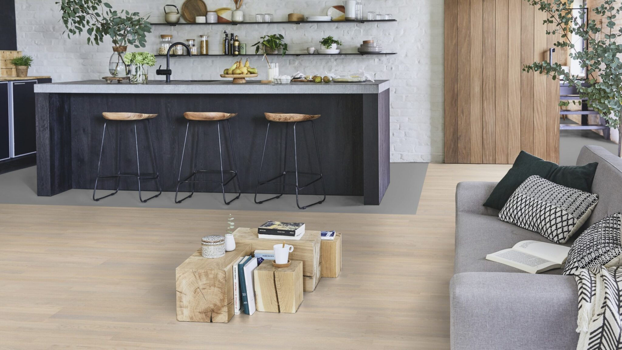 Паркетна дошка Tarkett – Oak Cotton White Tres 3 Strip, артикул 7870031, колекція Shade.