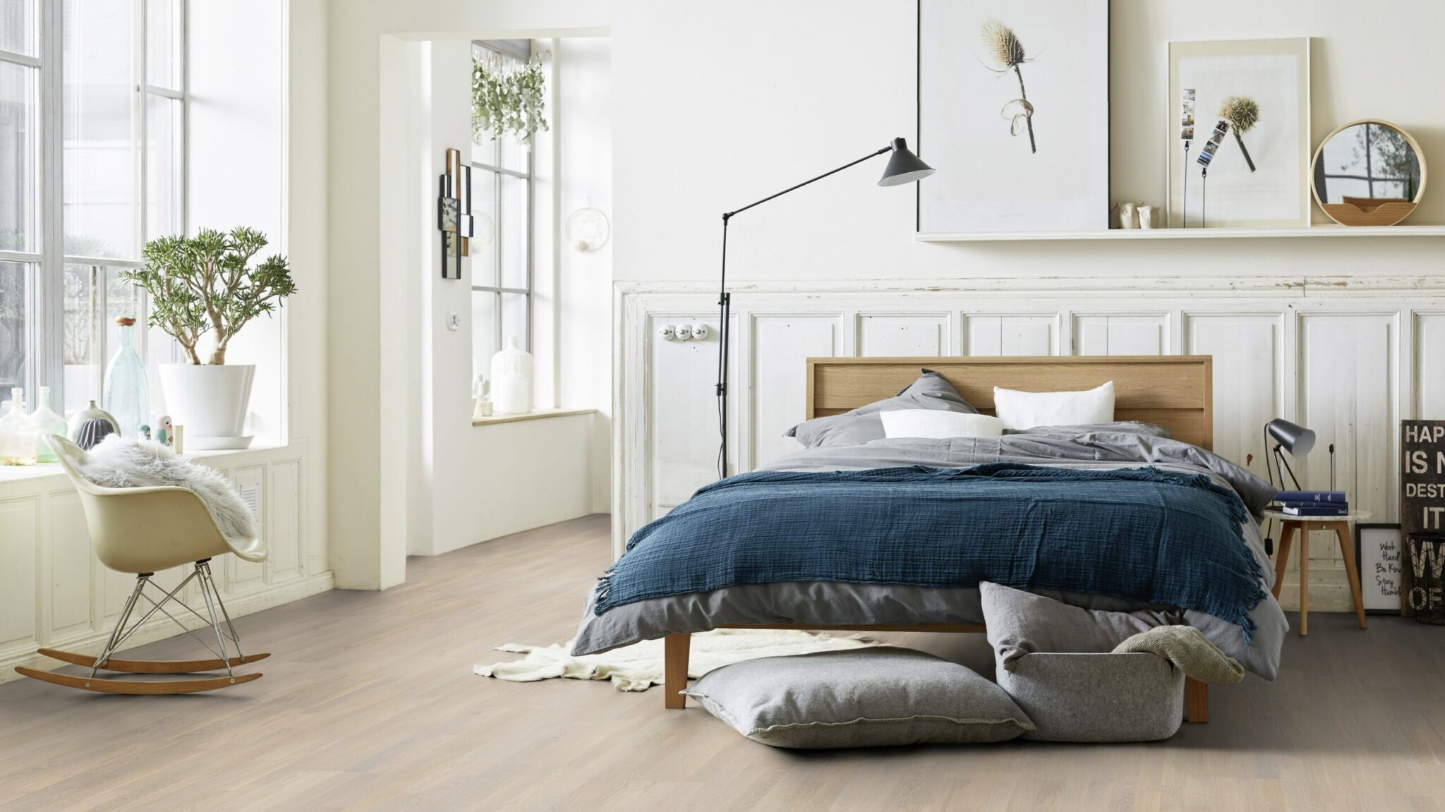 Паркетна дошка Tarkett – Oak Cotton White Tres 3 Strip, артикул 7870031, колекція Shade.