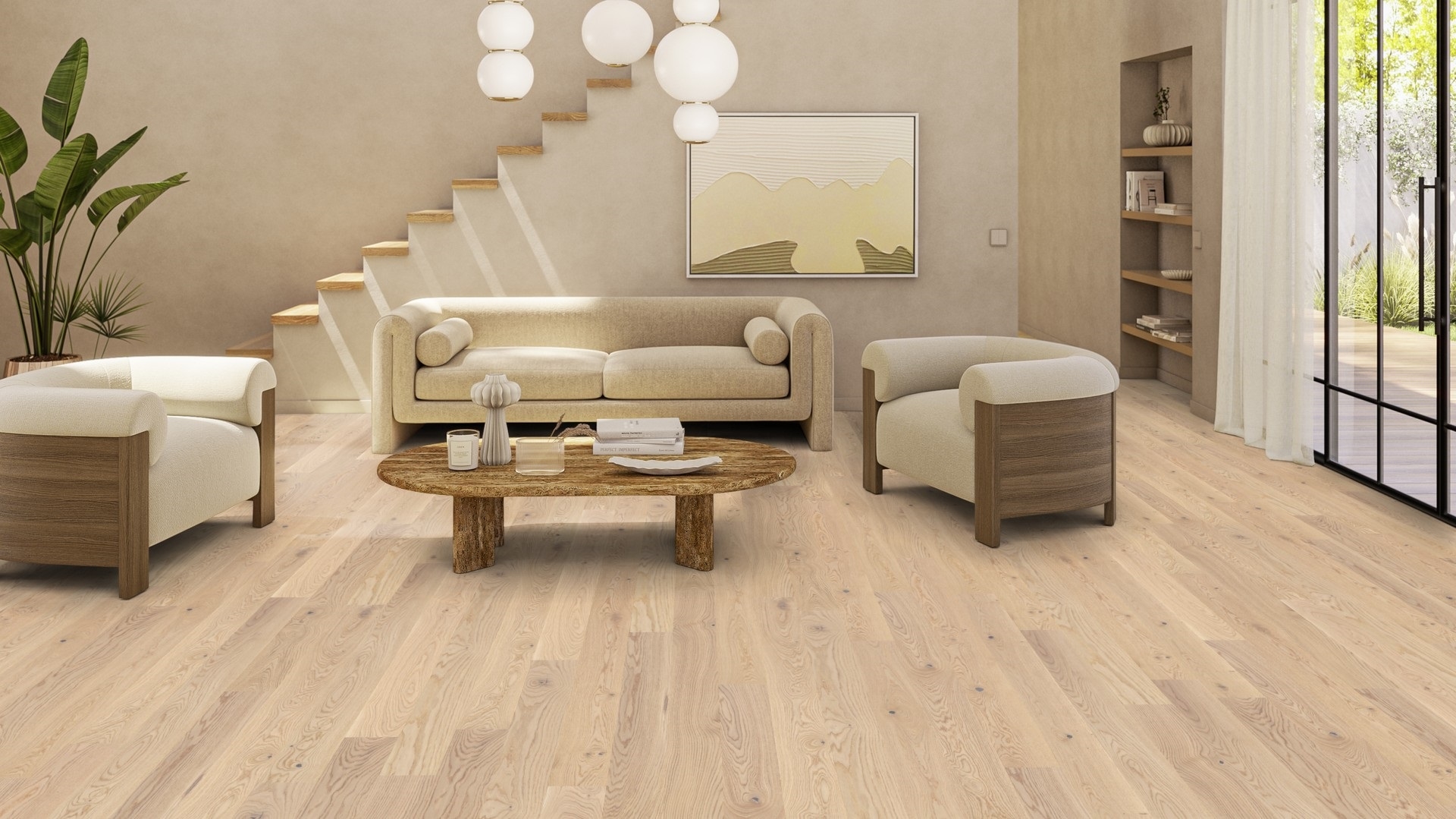 Паркетна дошка Tarkett – Oak Cream White (1 Strip) артикул 41016001, колекція Shade Паркетна дошка Oak Cream White з колекції Shade — це витончене поєднання природної естетики дуба та легкого світлого тонування, яке надає інтер’єру м’якої елегантності. Односмуговий формат створює цілісну текстуру, а щіткована поверхня та двостороння міні-фаска підкреслюють натуральний характер деревини. Така підлога ідеально підходить для світлих інтер'єрів у скандинавському чи сучасному стилі, додаючи їм відчуття простору та гармонії. Виконання паркетної (інженерної) дошки: • Порода деревини: дуб (Quercus Robur / Petraea) • Тип візерунку: односмуговий (1 Strip) • Структура поверхні: щіткована • Фаска: двохстороння міні-фаска • Покриття поверхні: лак Proteco Natura — натуральний вигляд із надійним захистом • Конструкція: тришарова, середній і нижній шари — хвойна деревина • Система укладання: замкова система 2-lock • Формат дошки: 134 x 1850 мм • Товщина: 13 мм (з яких 2,5 мм — зносостійкий шар) • Кількість в упаковці: 1,98 м² (8 дощок) • Виробництво: Європа Унікальні властивості паркетної дошки Oak Cream White (1 Strip): ✅ Витончене світле тонування — ідеальне для світлих інтер'єрів ✅ Щіткована текстура — підкреслює природну структуру дуба ✅ Двостороння міні-фаска — додає глибини малюнку підлоги ✅ Лакове покриття Proteco Natura — захист і натуральний вигляд ✅ Стабільна тришарова конструкція — довговічність і надійність ✅ Підходить для укладання на систему теплої підлоги ✅ Висока якість європейського виробництва Паркетна дошка Tarkett, декор Oak Cream White (1 Strip) артикул 41016001 з колекції Shade — це чудове рішення для облаштування підлоги в інтер’єрах, де важливі світло, гармонія та природна краса. Такий варіант ідеально доповнить сучасні простори, створюючи теплу, світлу й водночас стриману атмосферу.