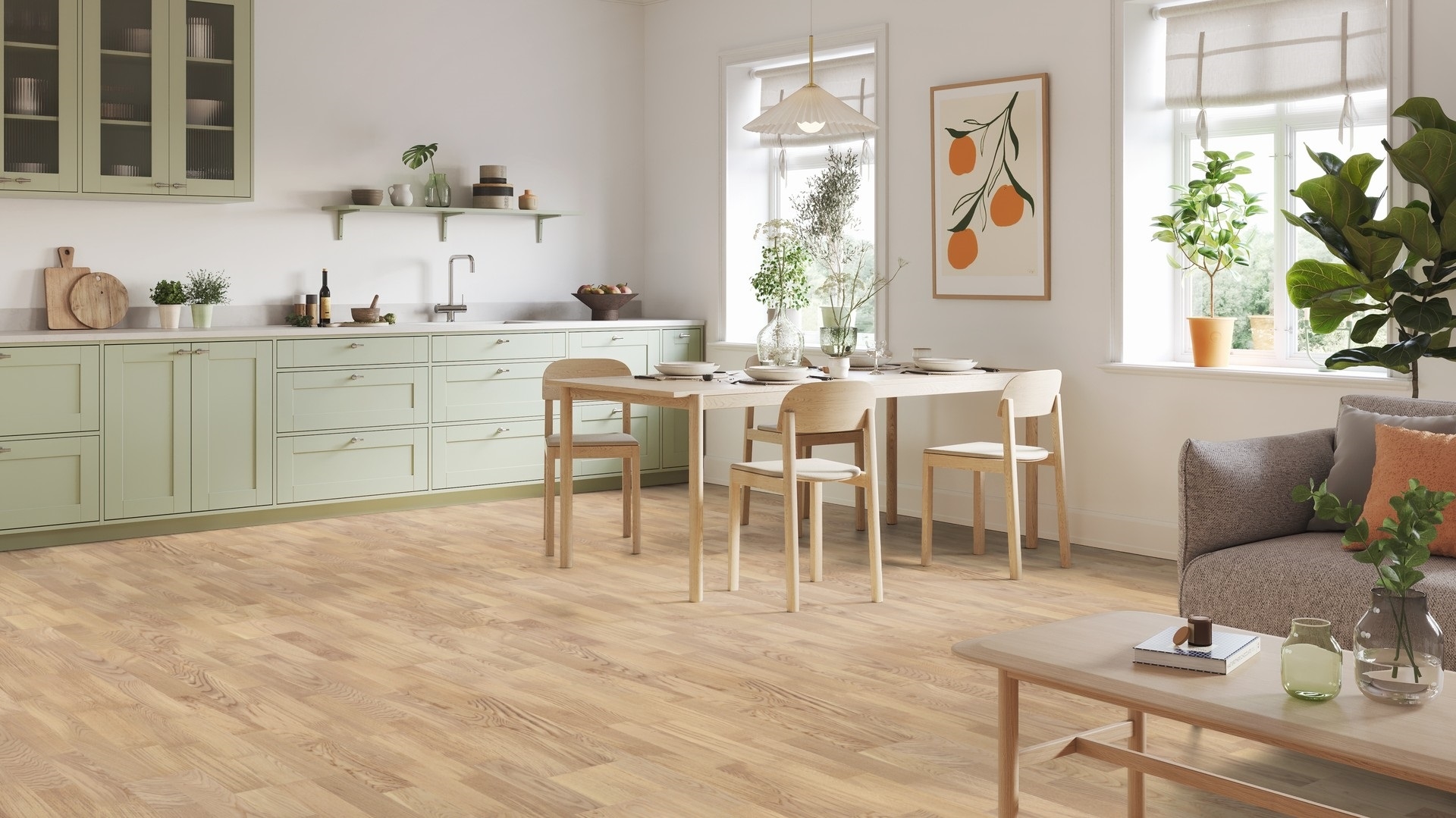 Паркетна дошка Tarkett – Oak Cream White (2 Strip) артикул 8727901, колекція Shade