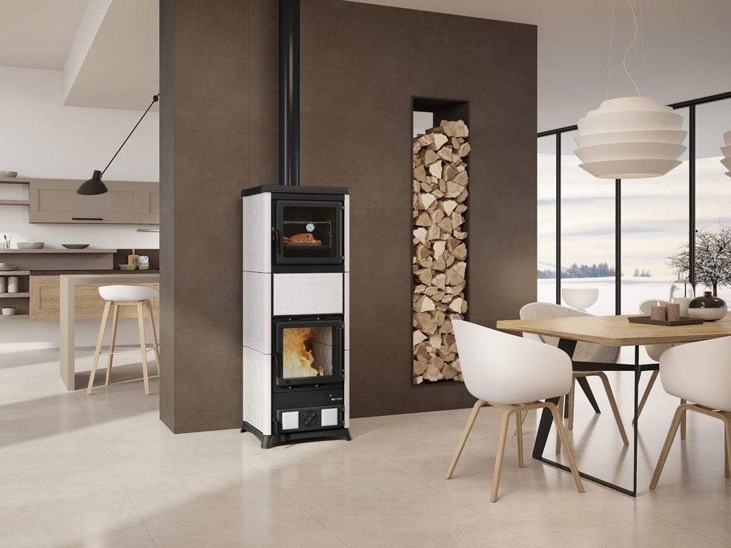 Камінна піч Nova Forno ( Matte White ). Виробництво La Nordica-Extraflame Італія.