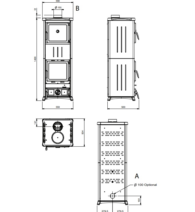 Камінна піч Nova Forno Steel ( Anthracite Black ). Виробництво La Nordica-Extraflame Італія.