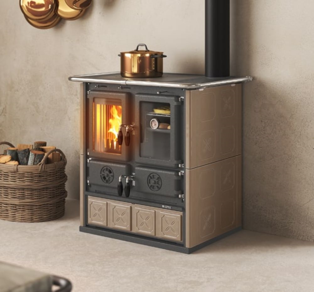 Камінна піч Rosetta BII Maiolica ( Tortora ). Виробництво La Nordica-Extraflame Італія.