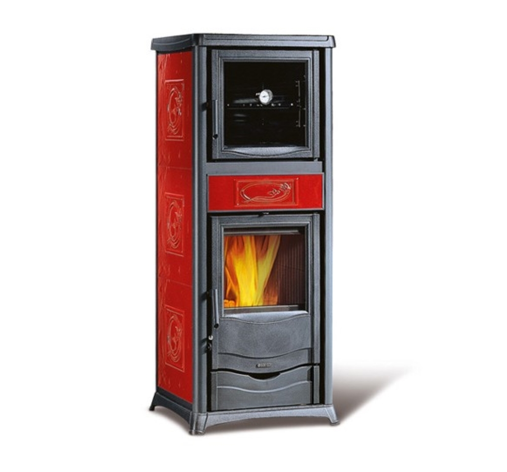 Камінна піч Rossella Plus Forno Evo ( Liberty Bordeaux ). Виробництво La Nordica-Extraflame Італія.