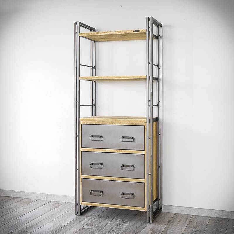 Меблі Seart ( Rustykalne uchwyty ) – стелаж Steel Wood 2, основний матеріал метал та деревина сосни, виробництво Польща.