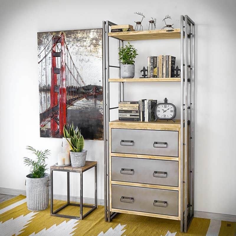Меблі Seart ( Rustykalne uchwyty ) – стелаж Steel Wood 2, основний матеріал метал та деревина сосни, виробництво Польща.