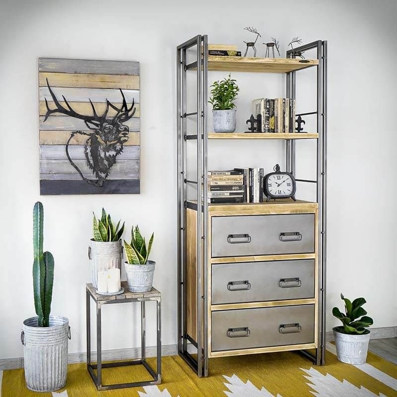 Меблі Seart ( Rustykalne uchwyty ) – стелаж Steel Wood 2, основний матеріал метал та деревина сосни, виробництво Польща.
