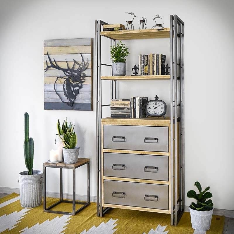 Меблі Seart ( Rustykalne uchwyty ) – стелаж Steel Wood 2, основний матеріал метал та деревина сосни, виробництво Польща.