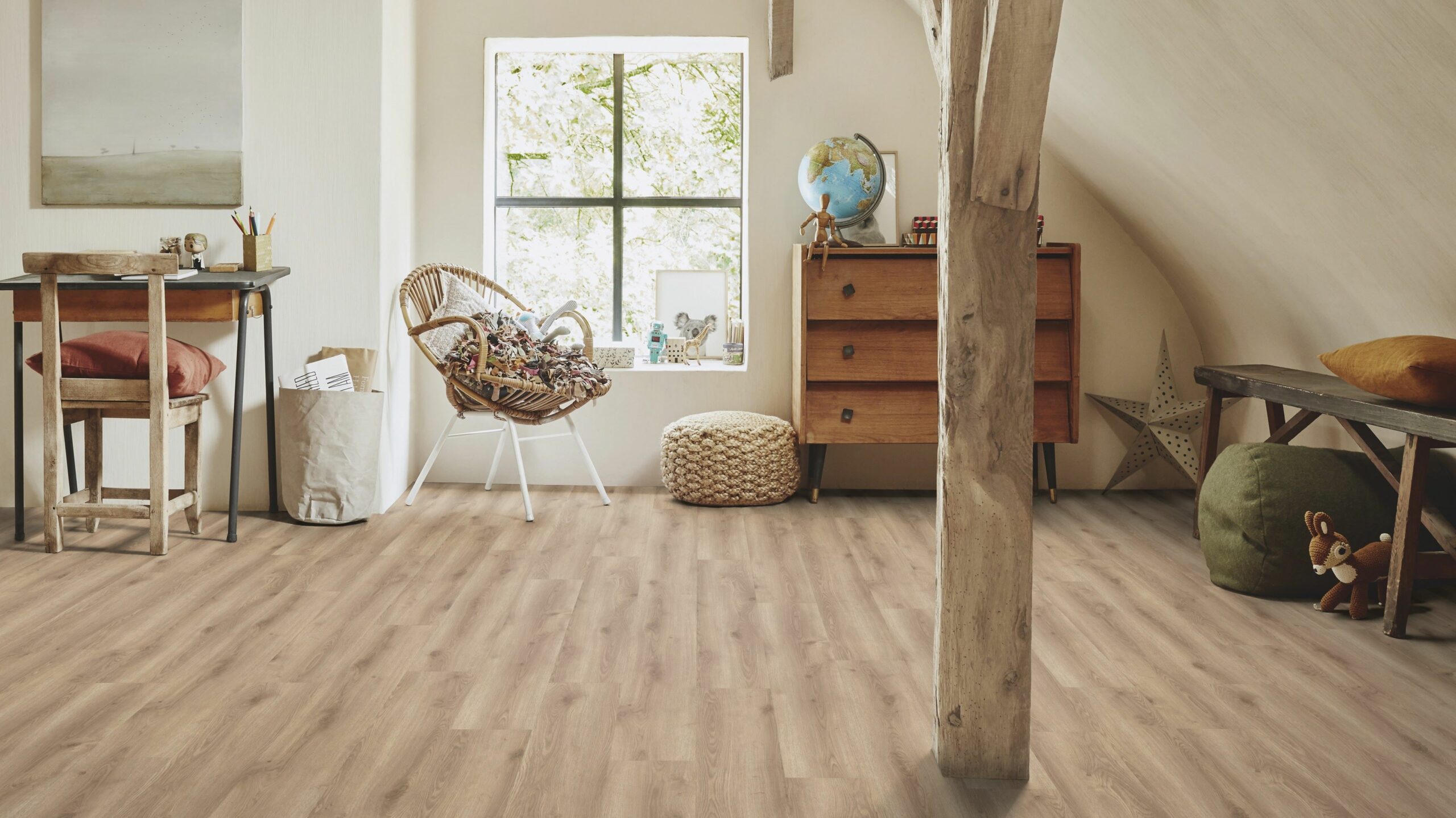 Вінілова підлога Tarkett – Contemporary Oak Natural, артикул 280006009, 33 клас, 5,5 мм. Колекція Elegance Rigid 55.