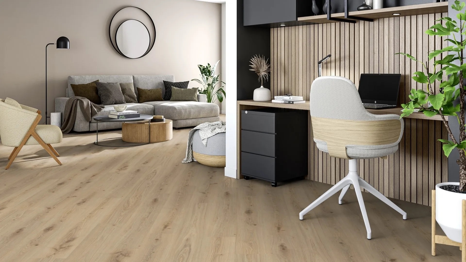 Вінілова підлога Tarkett – Delicate Oak Natural, артикул 280007014, 33 клас, 5,5 мм. Колекція Elegance Rigid 55.