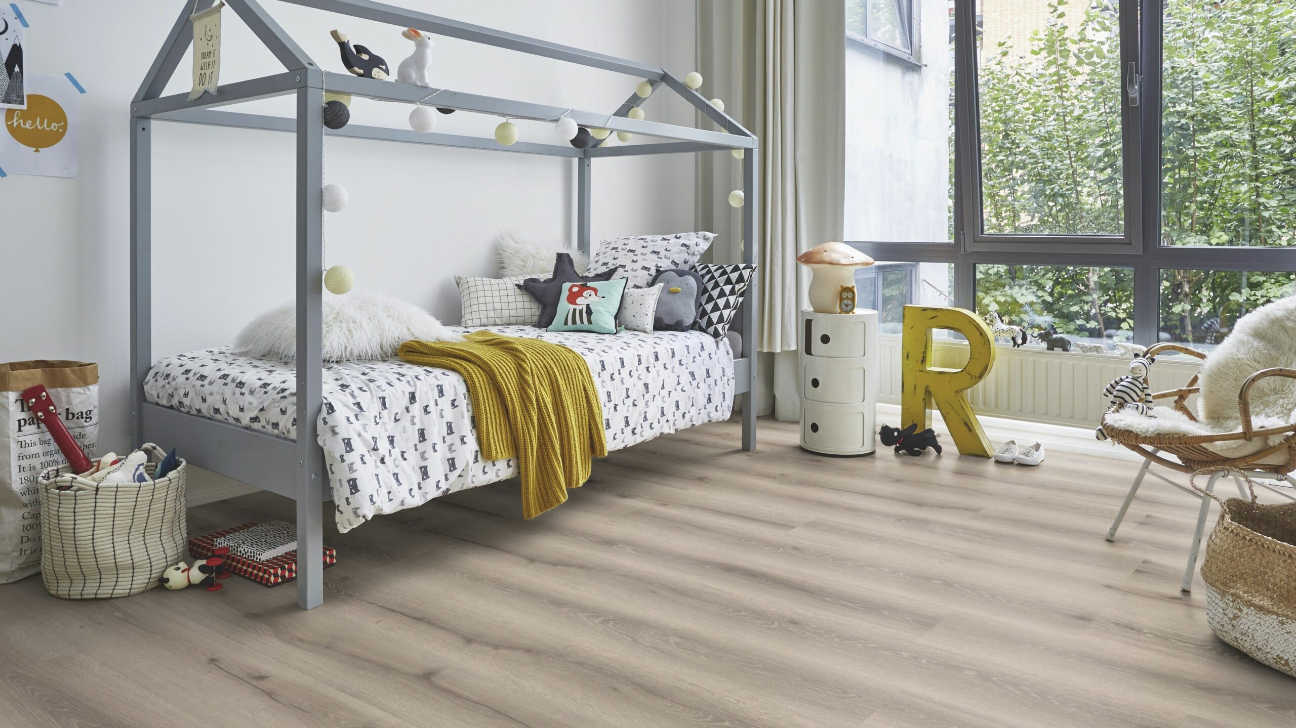 Вінілова підлога Tarkett – Limousin Oak Grege, артикул 280006006, 33 клас, 5,5 мм. Колекція Elegance Rigid 55.