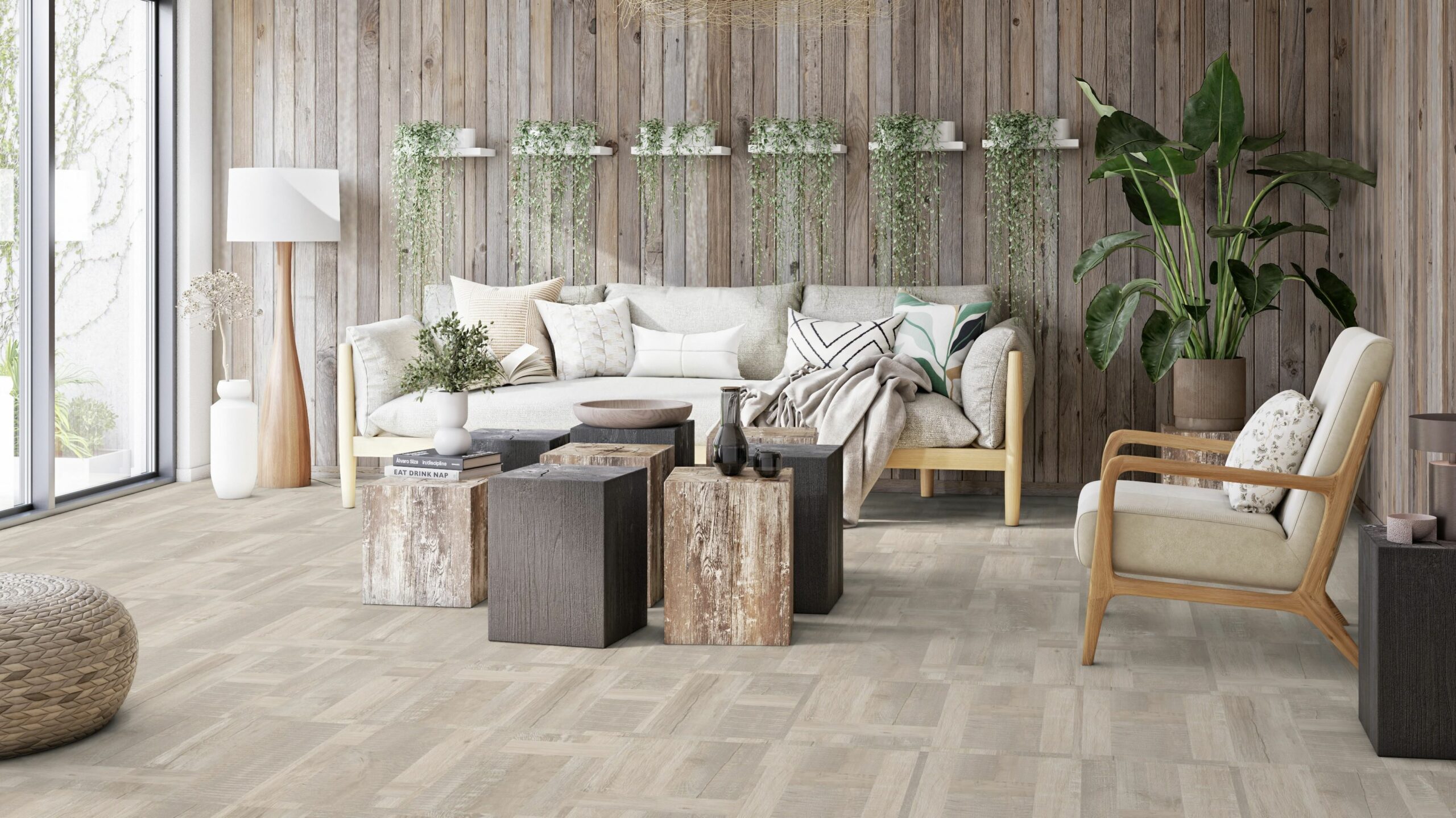 Вінілова підлога Tarkett – Patchwork White, артикул 280008017, 33 клас, 5,5 мм. Колекція Elegance Rigid 55.