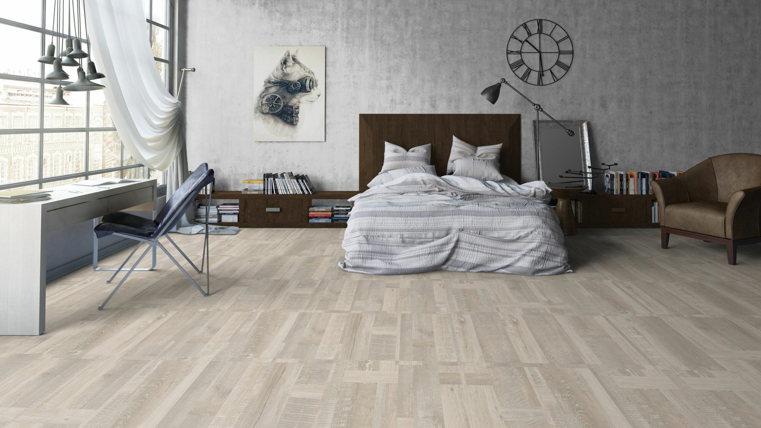 Вінілова підлога Tarkett – Patchwork White, артикул 280008017, 33 клас, 5,5 мм. Колекція Elegance Rigid 55.