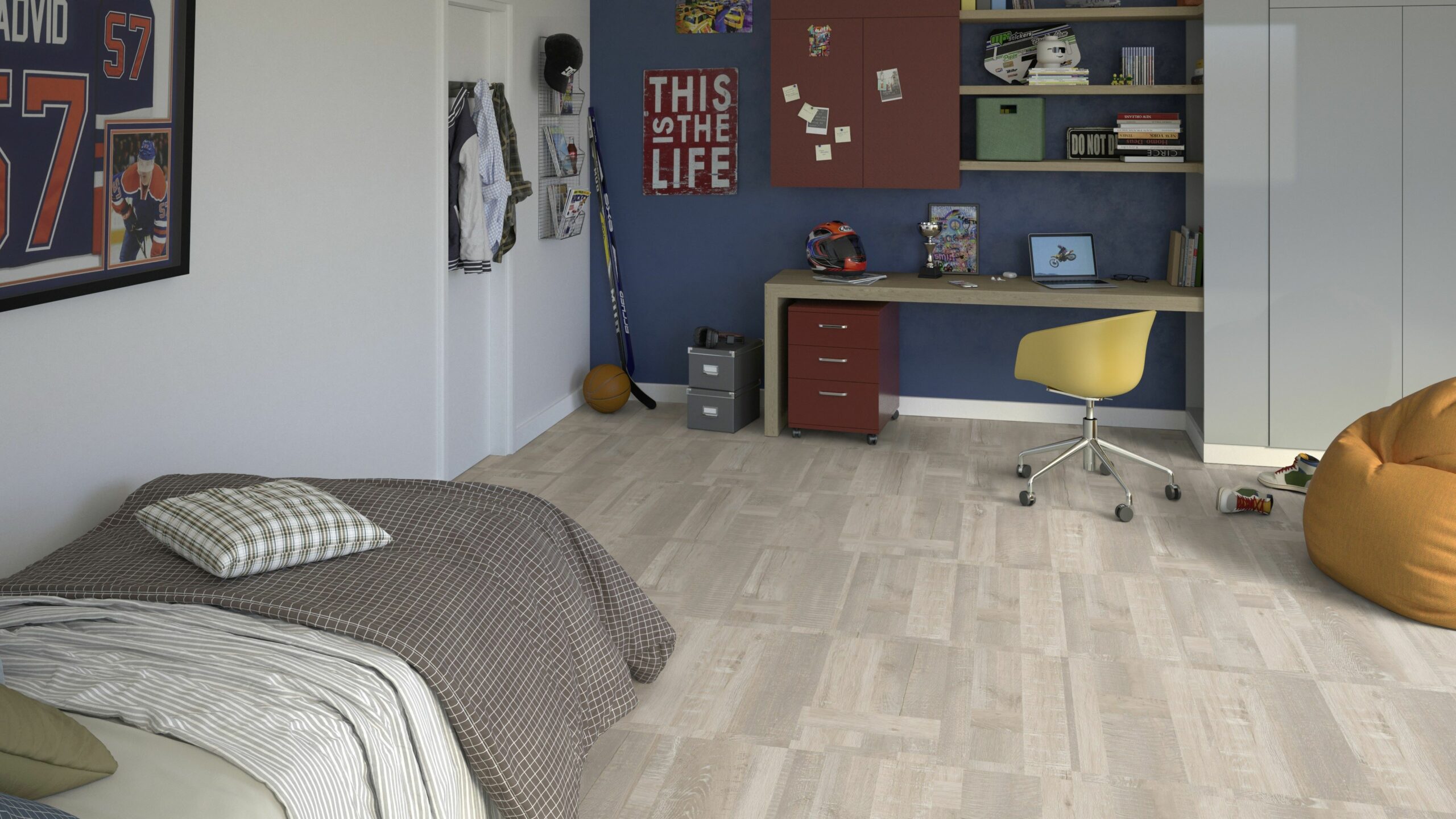 Вінілова підлога Tarkett – Patchwork White, артикул 280008017, 33 клас, 5,5 мм. Колекція Elegance Rigid 55.