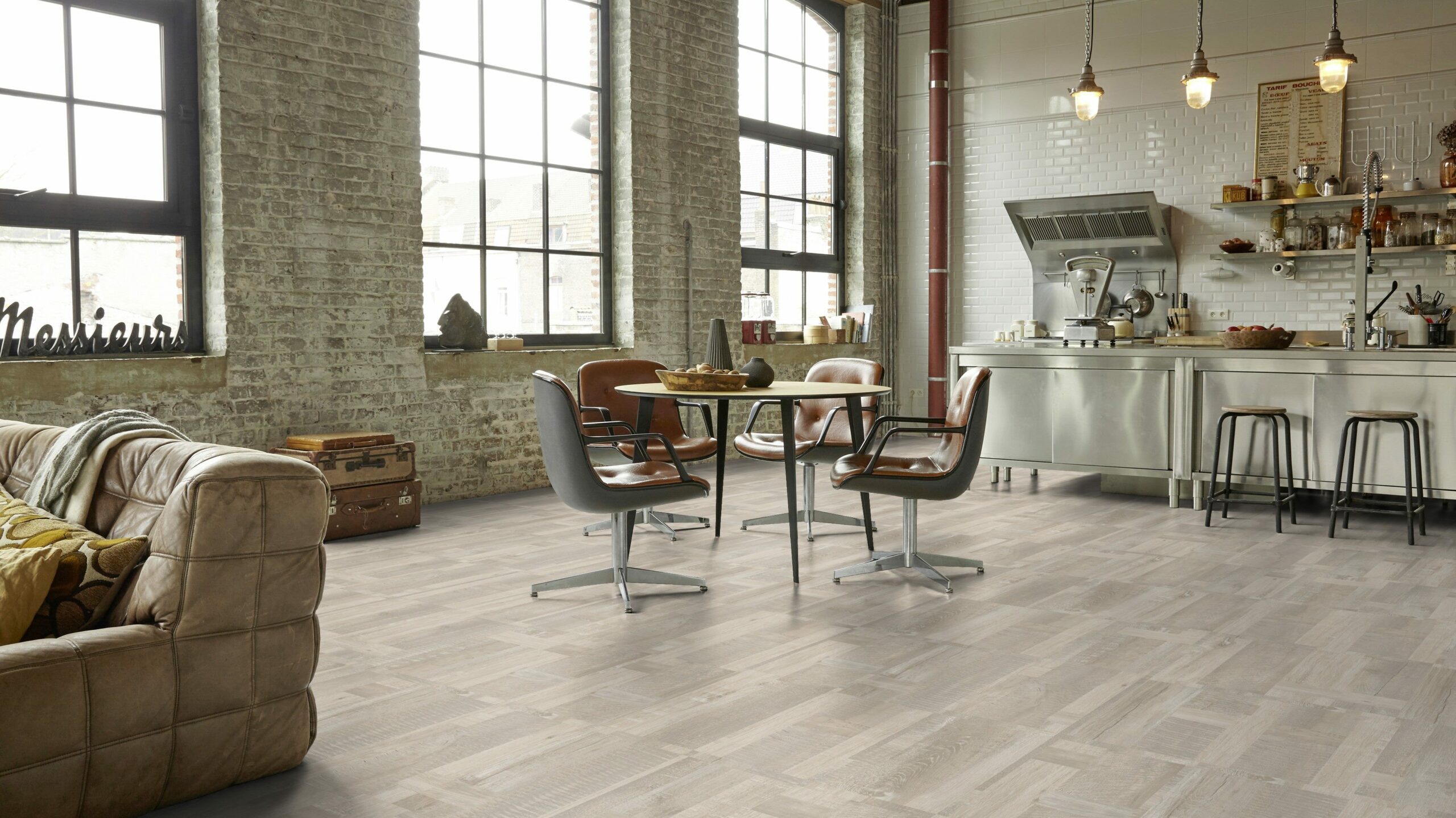 Вінілова підлога Tarkett – Patchwork White, артикул 280008017, 33 клас, 5,5 мм. Колекція Elegance Rigid 55.