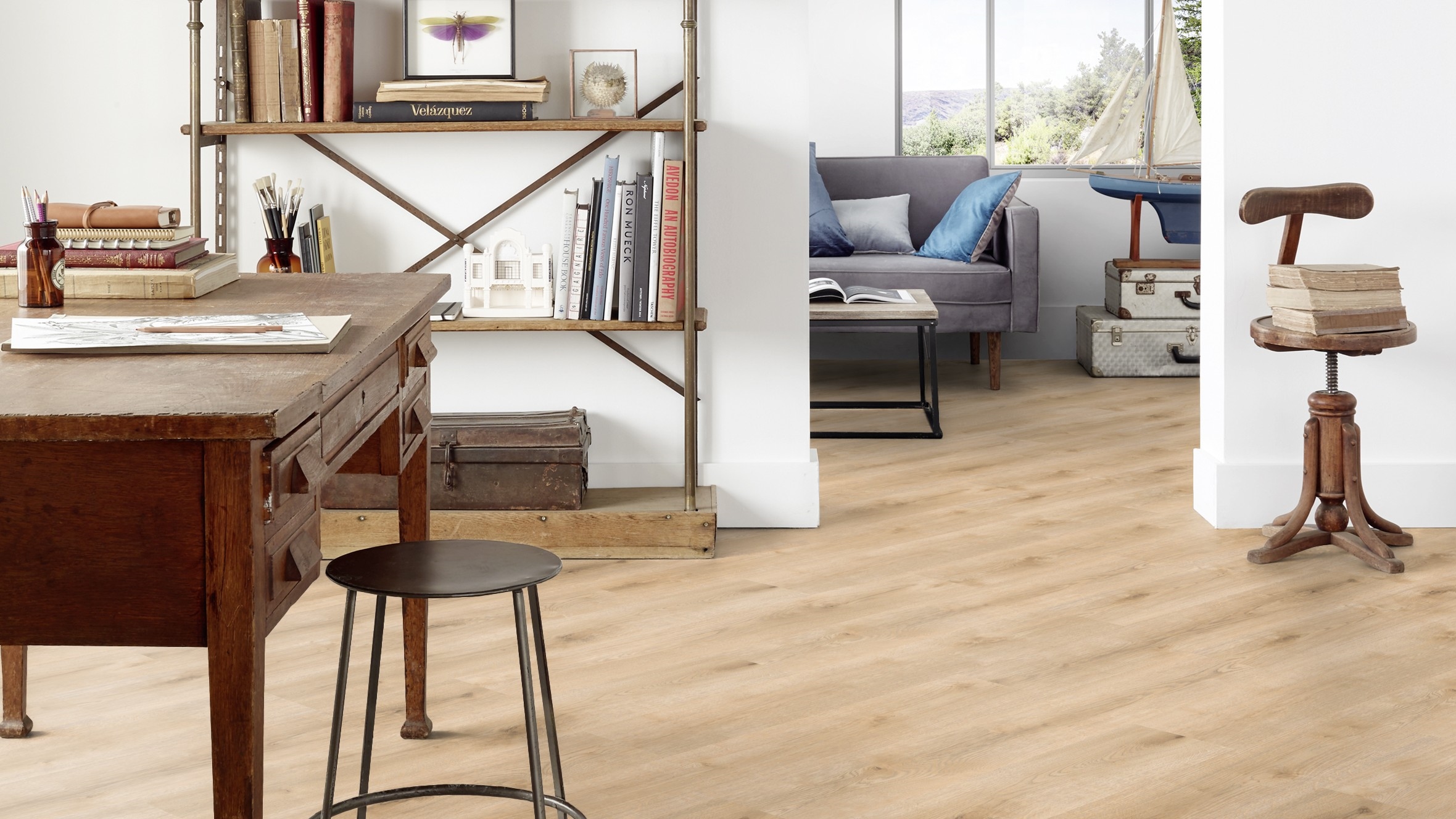 Вінілова підлога Tarkett – Season Oak Beige, артикул 280006003, 33 клас, 5,5 мм. Колекція Elegance Rigid 55.