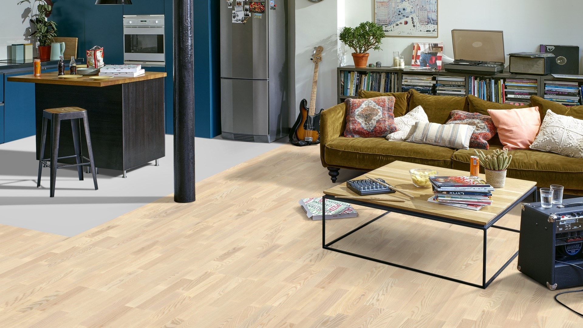 Паркетна дошка Tarkett – Ash Linen White (3 Strip) артикул 7969009, колекція Shade