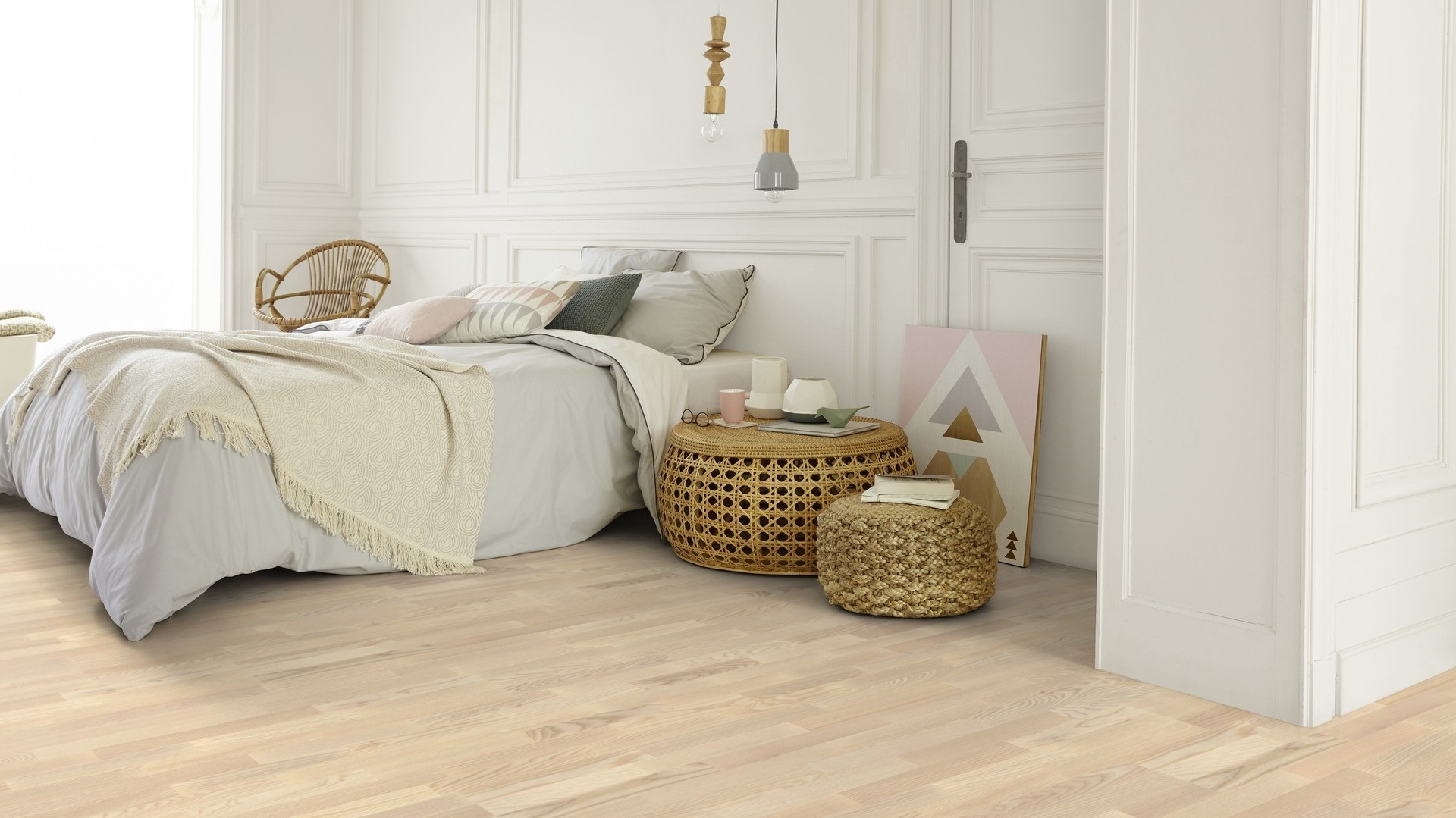 Паркетна дошка Tarkett – Ash Linen White (3 Strip) артикул 7969009, колекція Shade