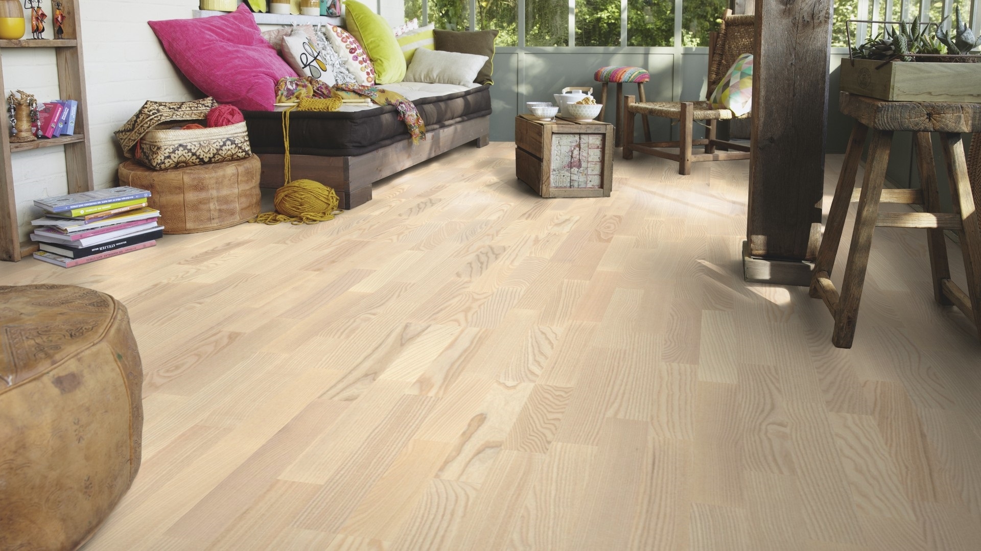 Паркетна дошка Tarkett – Ash Linen White (3 Strip) артикул 7969009, колекція Shade