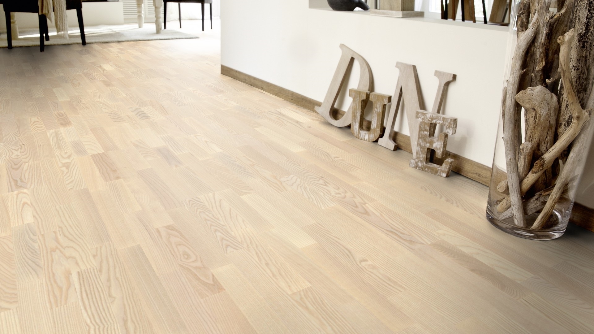Паркетна дошка Tarkett – Ash Linen White (3 Strip) артикул 7969009, колекція Shade