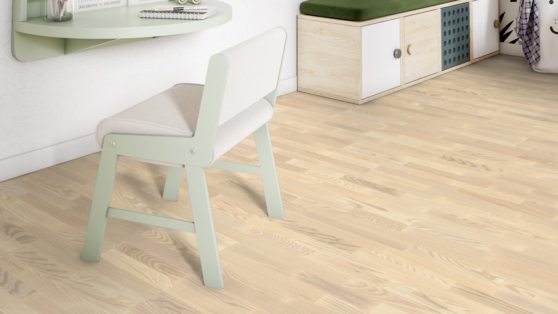 Паркетна дошка Tarkett – Ash Linen White (3 Strip) артикул 7969009, колекція Shade