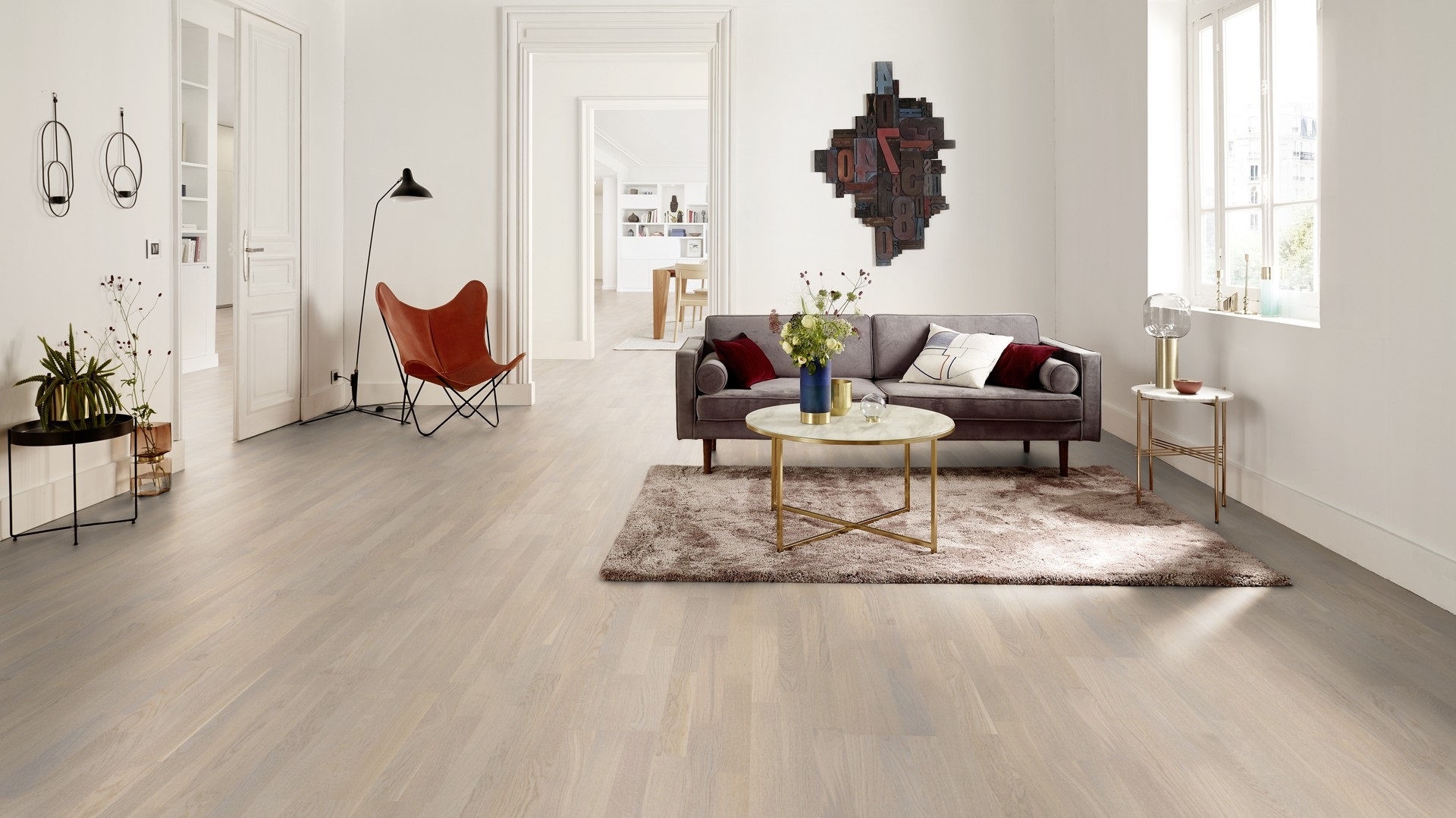 Паркетна дошка Tarkett – Oak Cotton White (3 Strip) артикул 8723926, колекція Shade
