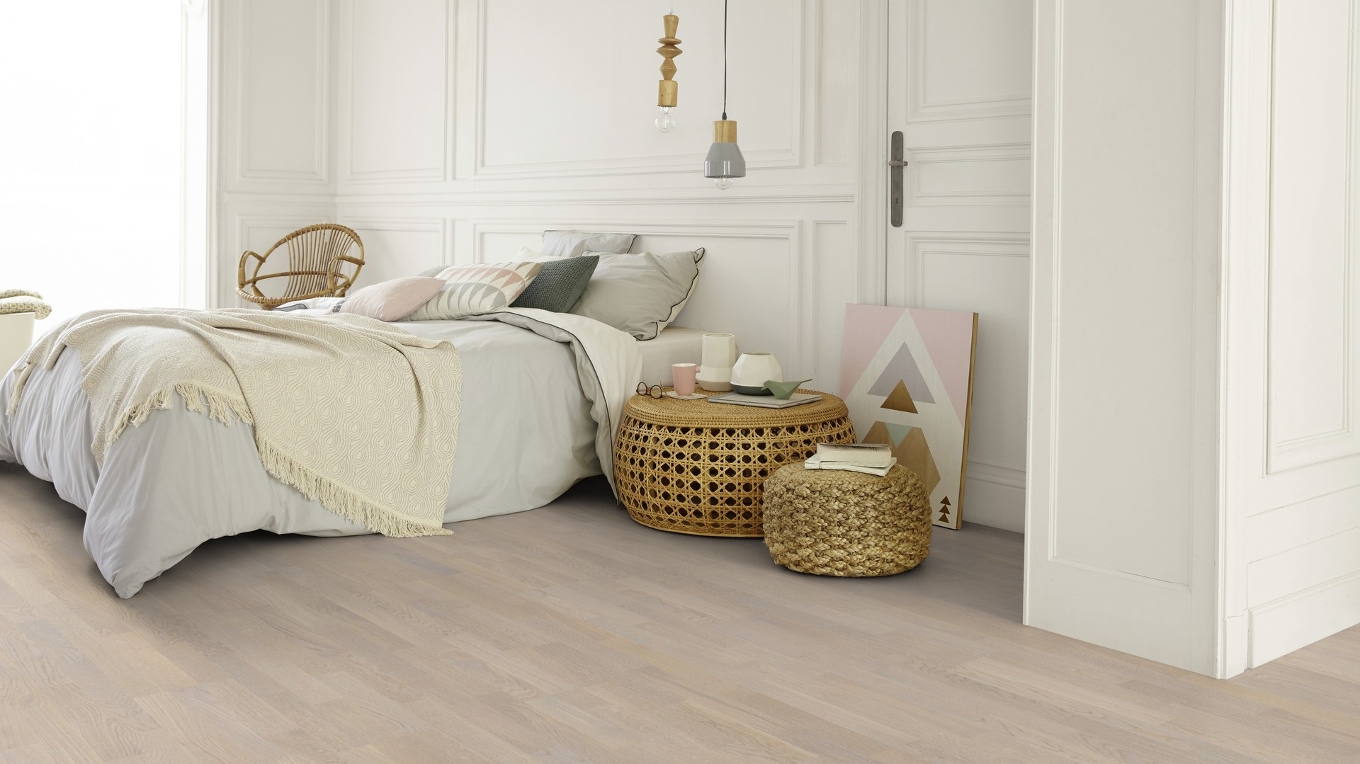 Паркетна дошка Tarkett – Oak Cotton White (3 Strip) артикул 8723926, колекція Shade