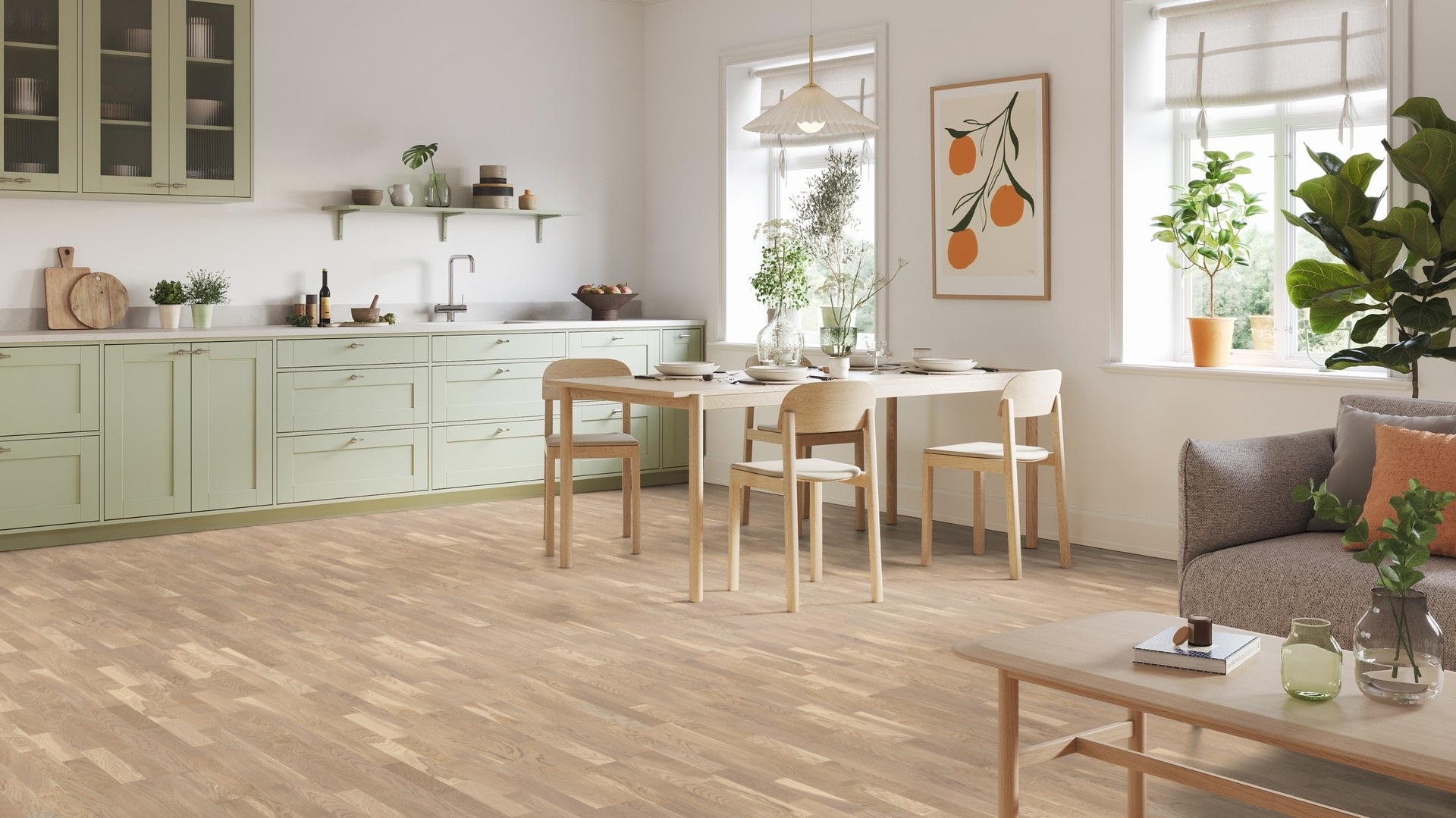 Паркетна дошка Tarkett – Oak Cream White (3 Strip) артикул 8723925, колекція Shade