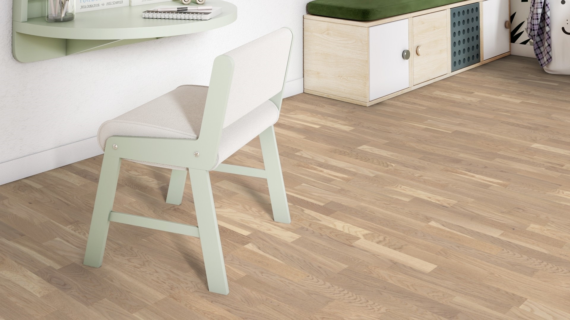 Паркетна дошка Tarkett – Oak Cream White (3 Strip) артикул 8723925, колекція Shade